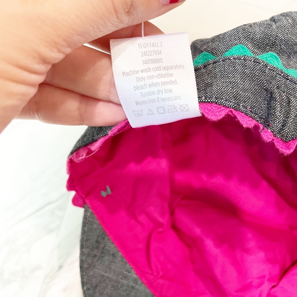 Gymboree Denim Newsboy Cap Pink and Teal Details Pull On NWT Size 2T-3T - Picture 7 of 7